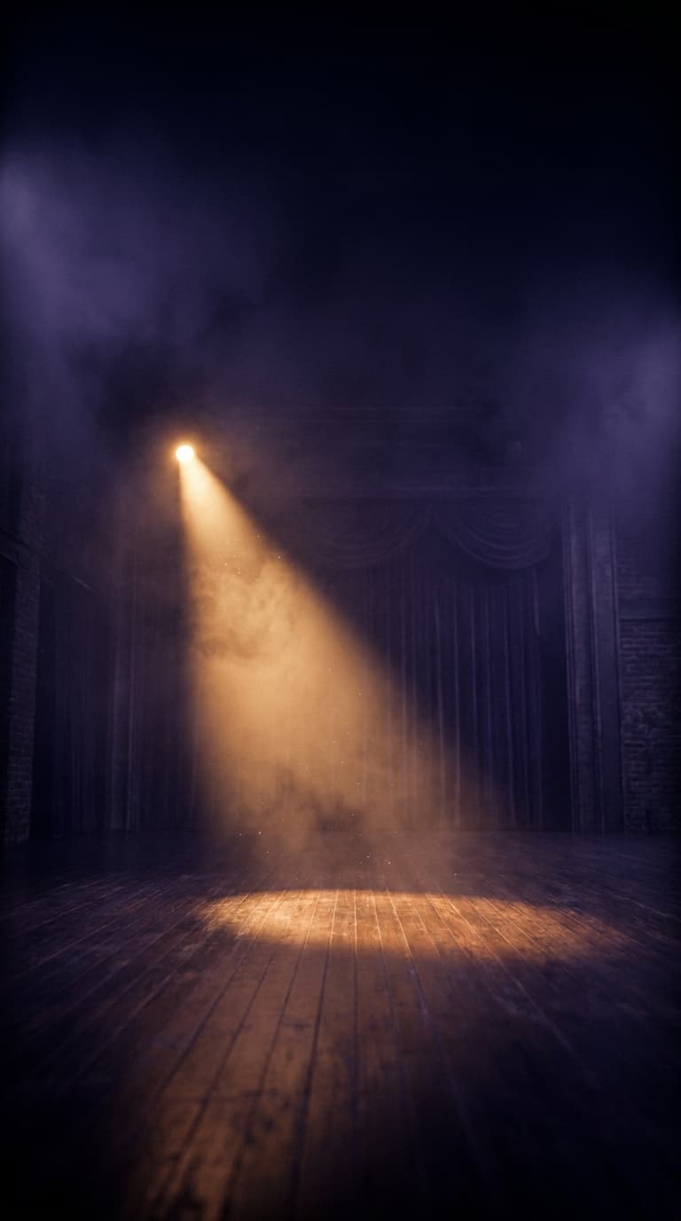 Leere Buehne im warmen Spotlight